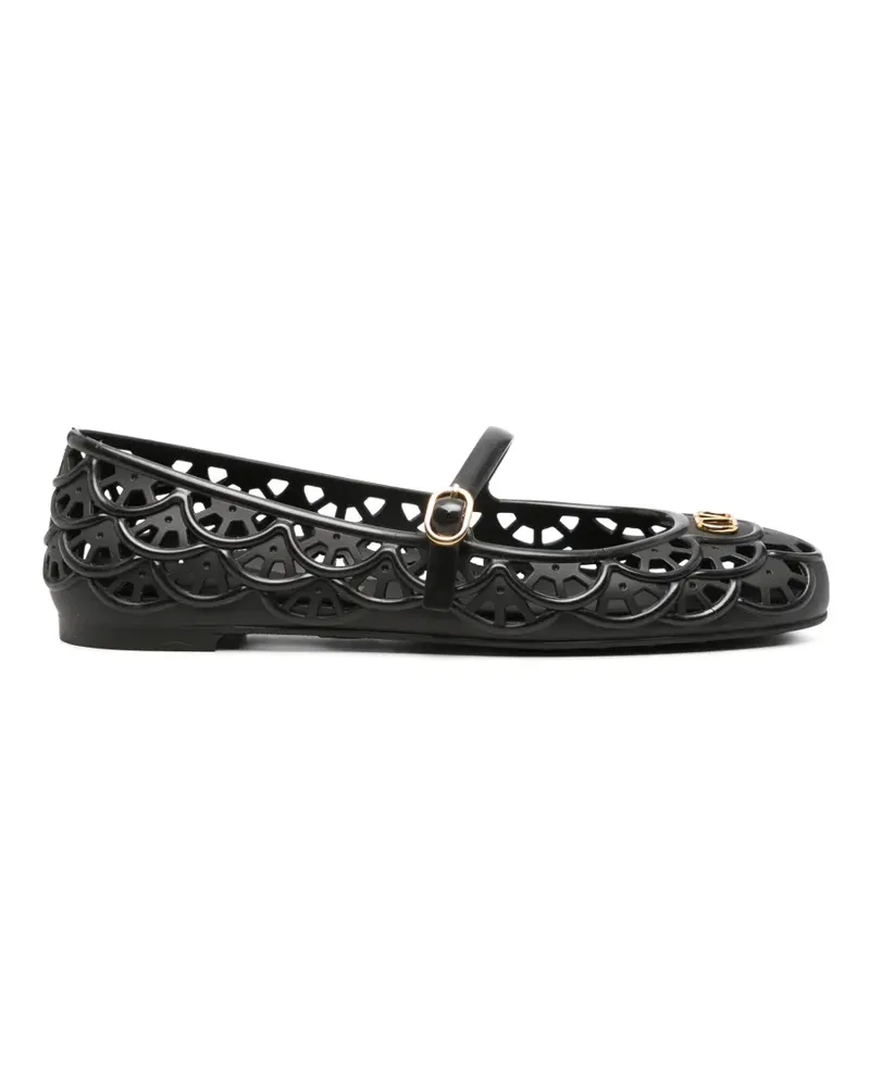 Valentino Garavani Ondette Ballerinas aus Gummi mit Wellensaum - Schwarz Schwarz