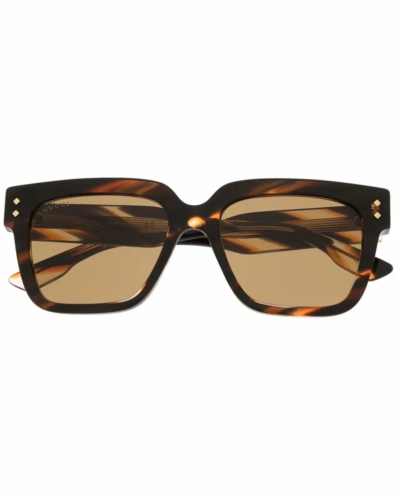 Gucci Eckige Sonnenbrille in Schildpattoptik - Braun Braun