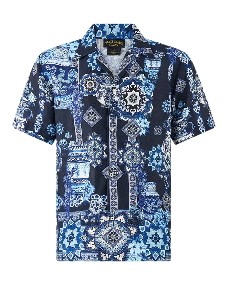 Camilla cabana short-sleeve printed shirt - Blau Blau
