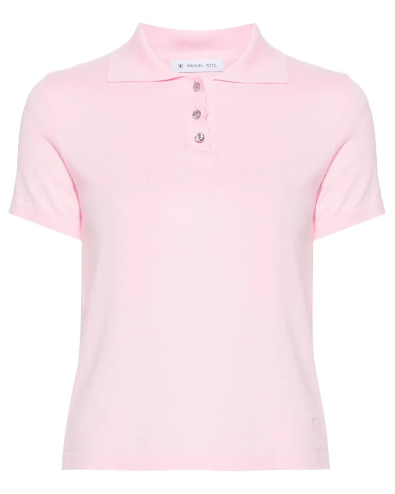 Manuel Ritz Gestricktes Poloshirt Rosa