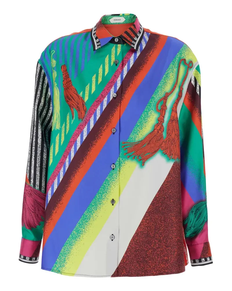 Versace printed silk twill shirt - Blau Blau