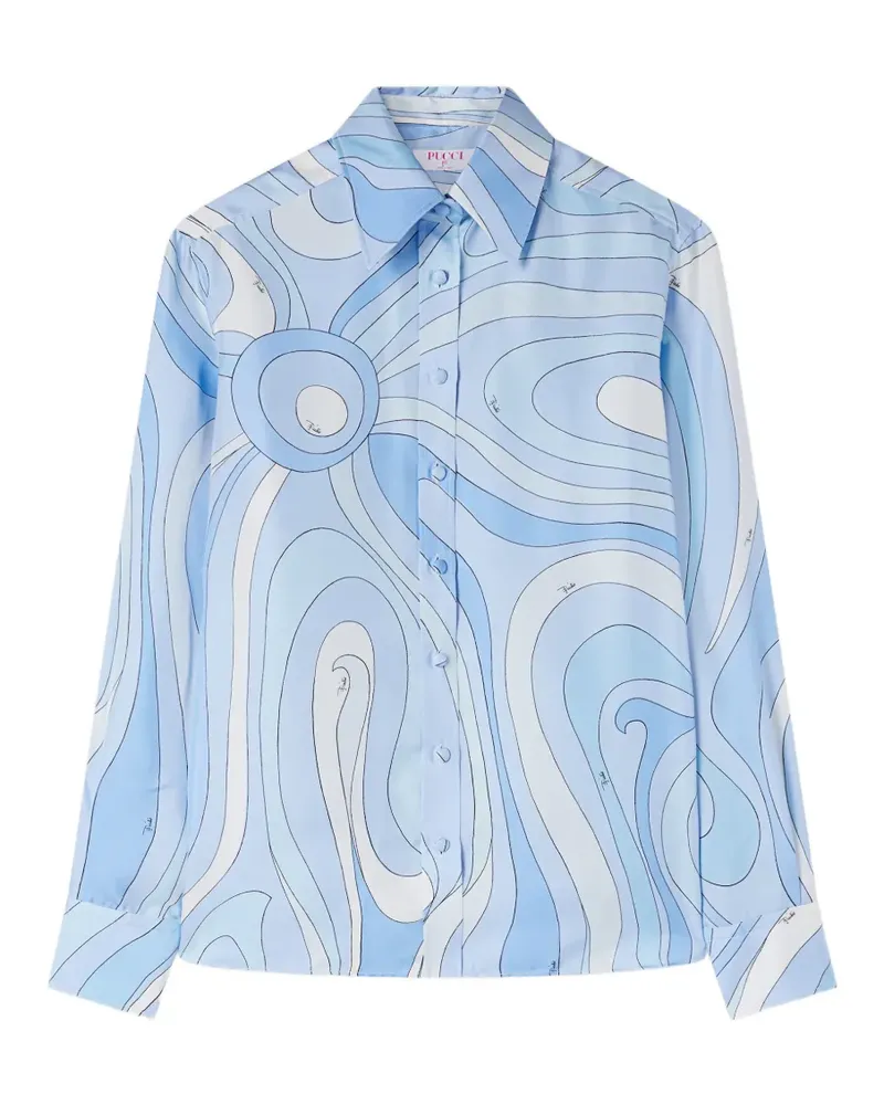 Emilio Pucci Marmo-print silk shirt - Blau Blau
