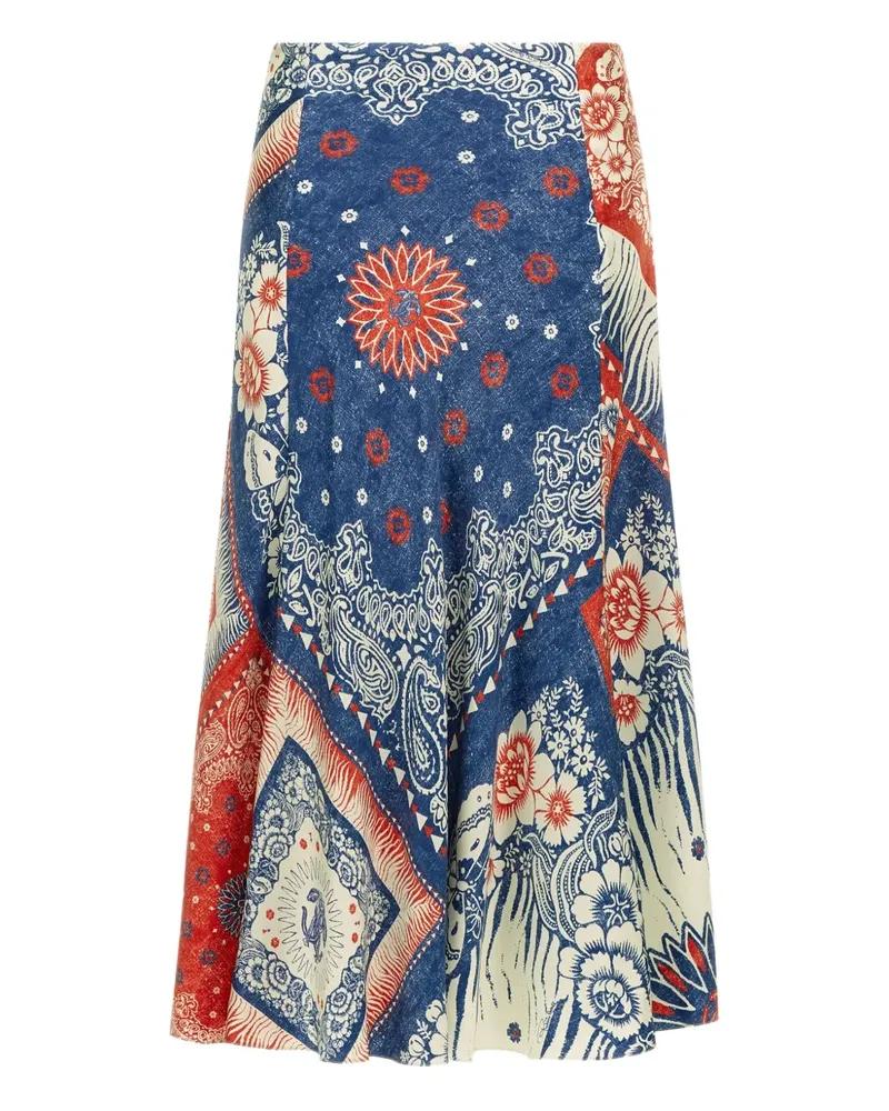 Roberto Cavalli Midirock mit Bandana-Print - Blau Blau