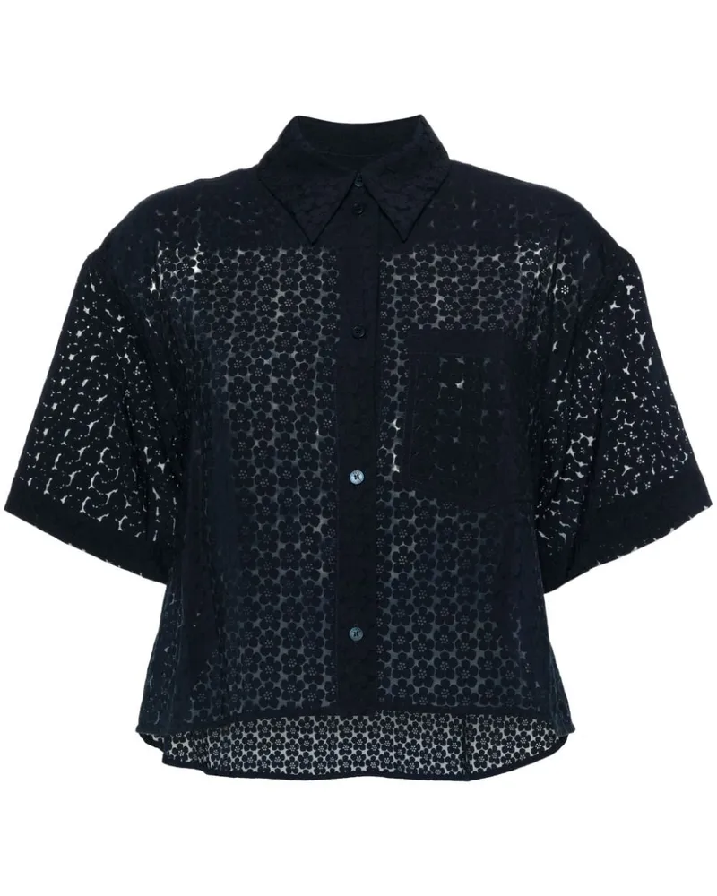 Kenzo Boke Devore Cropped-Hemd - Blau Blau