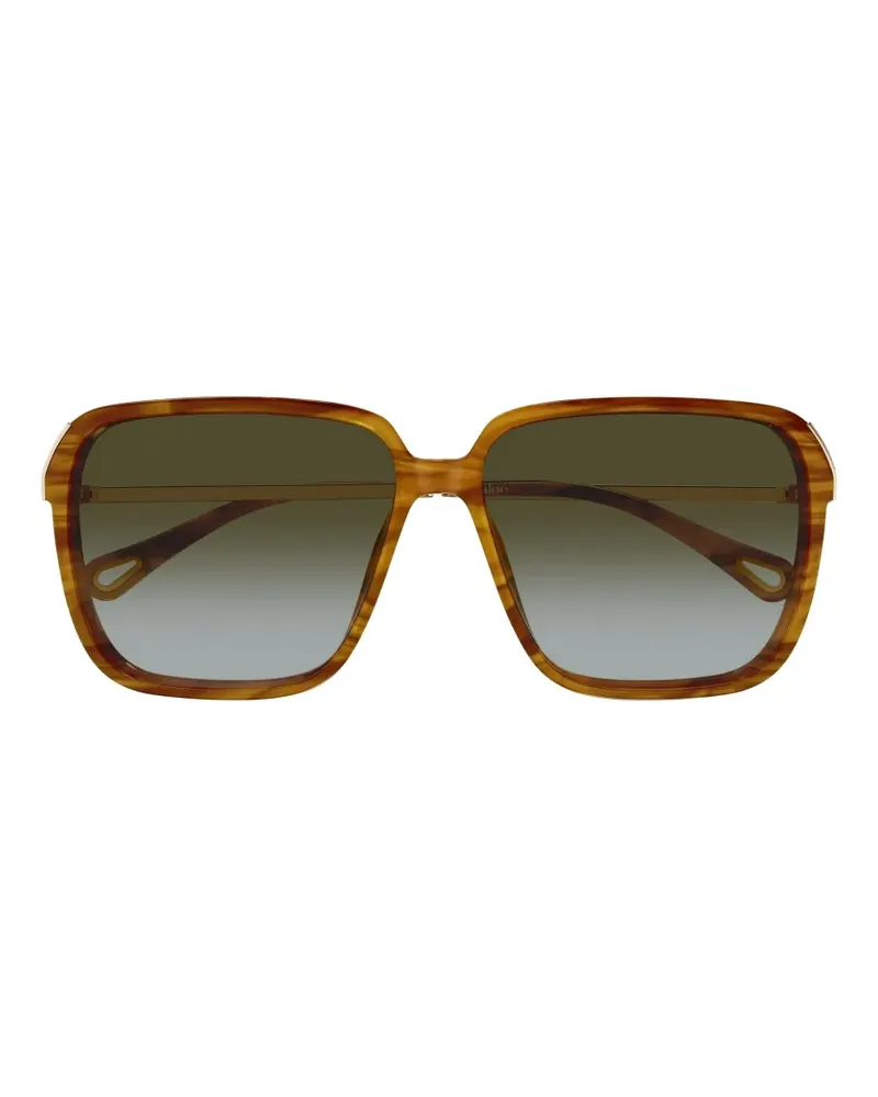 Chloé tortoiseshell-effect square-frame sunglasses - Braun Braun