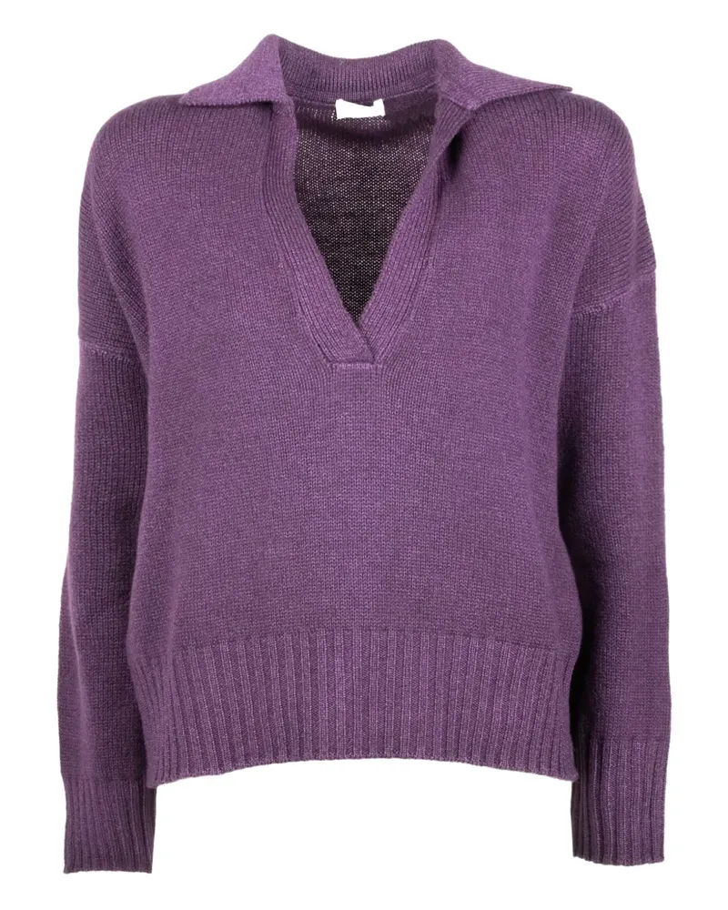 BASE Milano Poloshirt mit V-Ausschnitt - Violett Violett