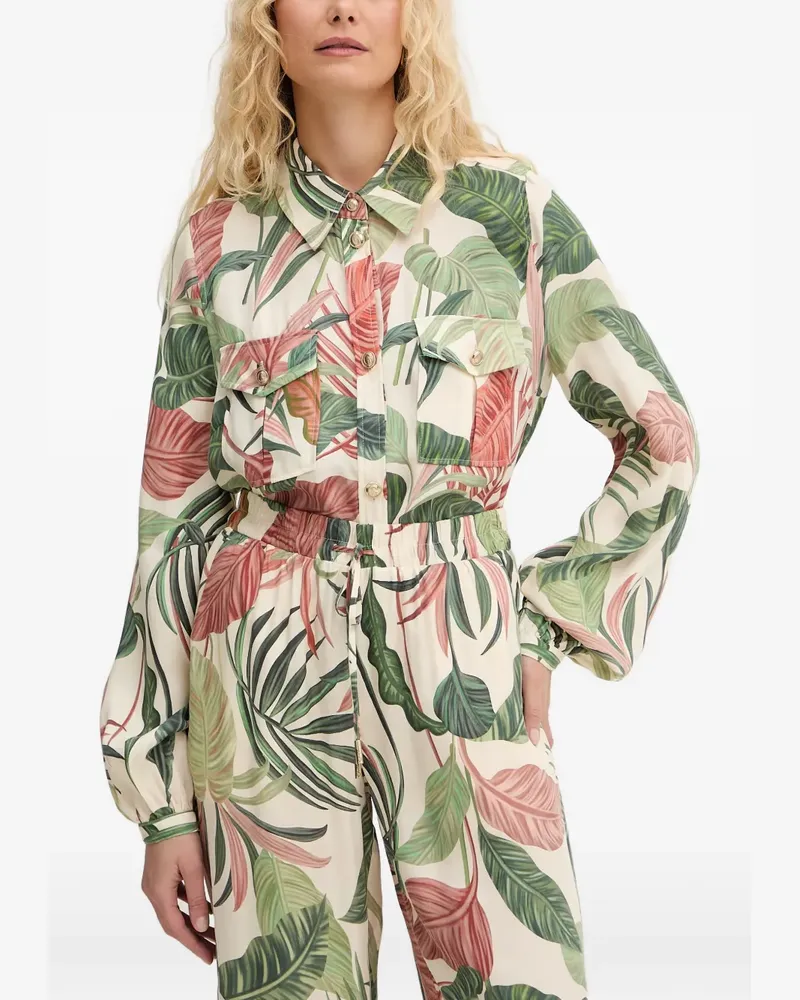 Guess tropical-print long-sleeve shirt - Nude Nude