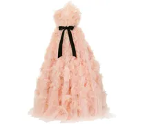 Seidenrobe mit Tüllverzierung - Rosa