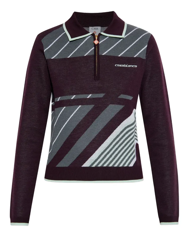 Casablanca Paris Gestreiftes Poloshirt - Grün Grün