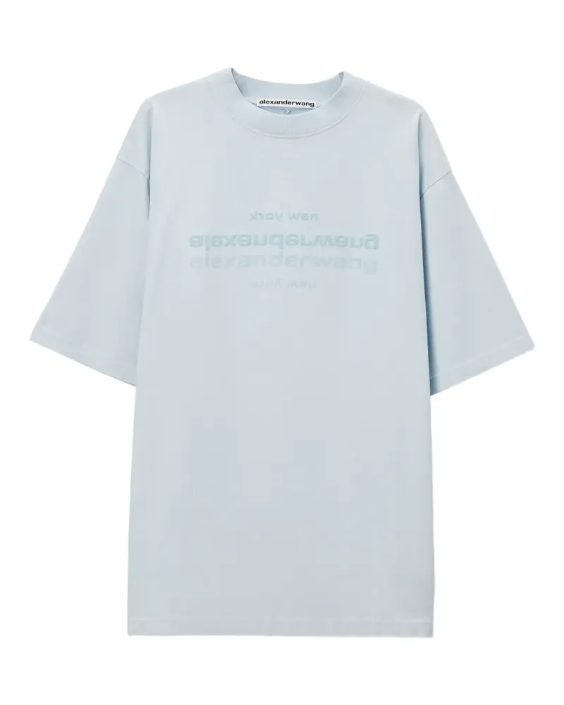 Alexander Wang short sleeve T-shirt w/ mirror logo - Blau Blau