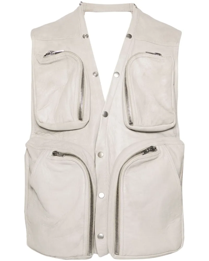 Rick Owens Lederweste mit V-Ausschnitt - Grau Grau