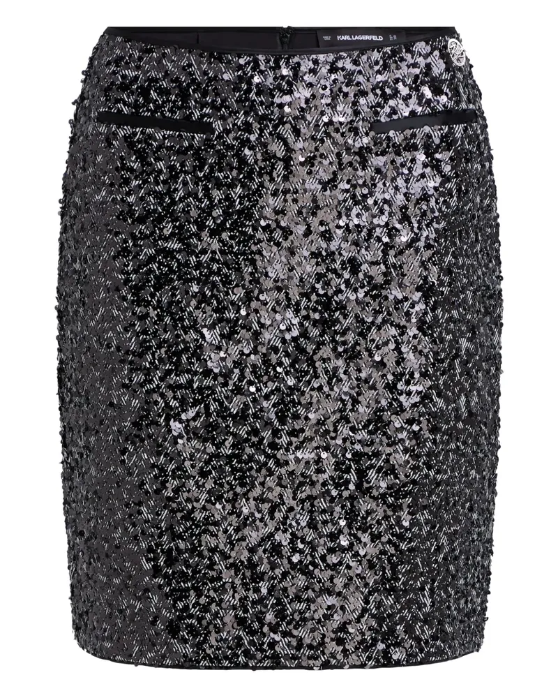Karl Lagerfeld Rock mit Fischgrätenmuster - Schwarz Schwarz