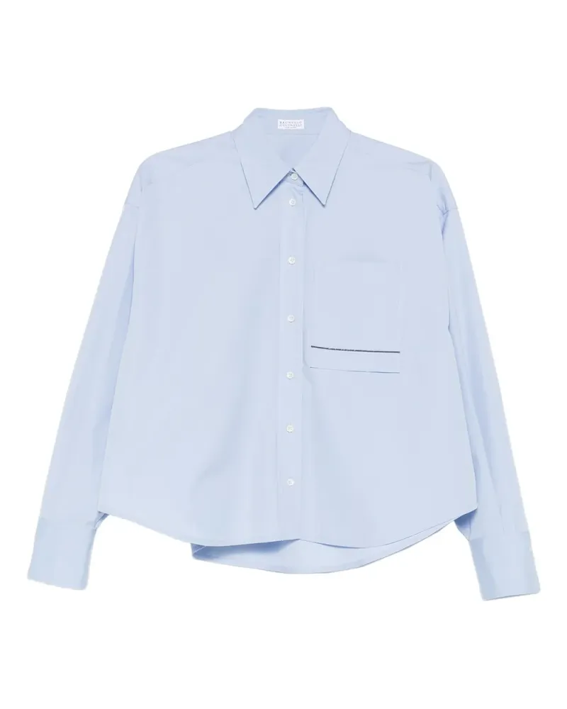 Brunello Cucinelli Seidenhemd mit Monili-Borte - Blau Blau