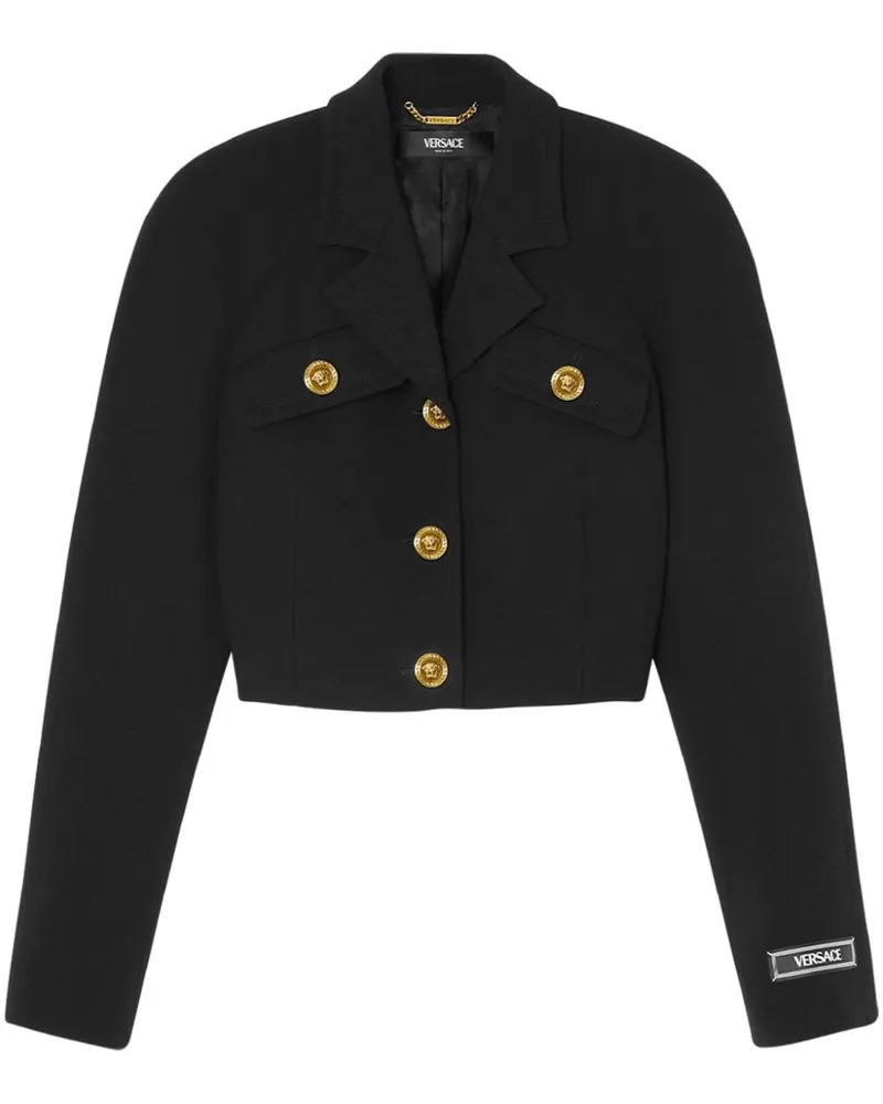 Versace Cropped-Jacke mit Medusa-Knöpfen - Schwarz Schwarz