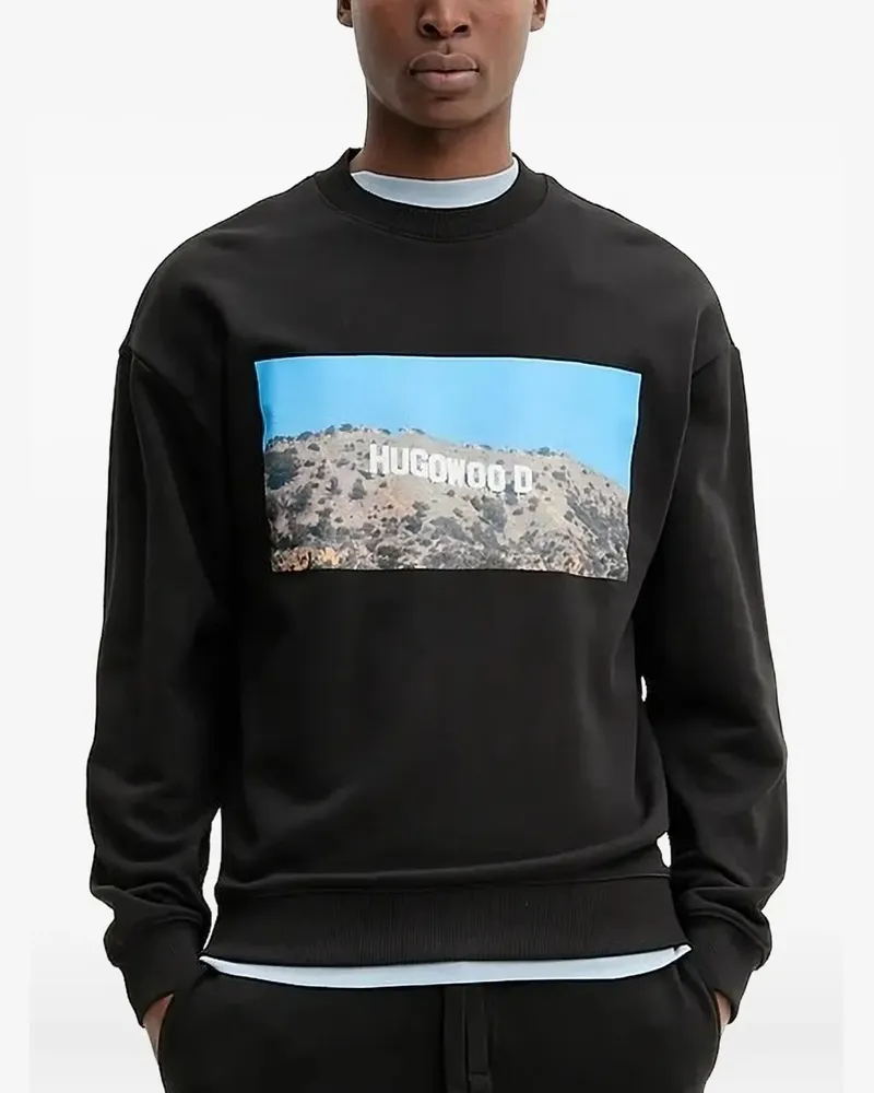 HUGO BOSS wood Sweatshirt mit grafischem Print - Schwarz Schwarz