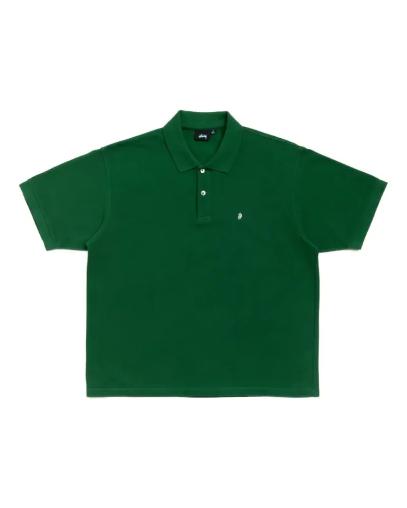 Stüssy Piqué-Poloshirt mit Logo-Stickerei - Grün Grün