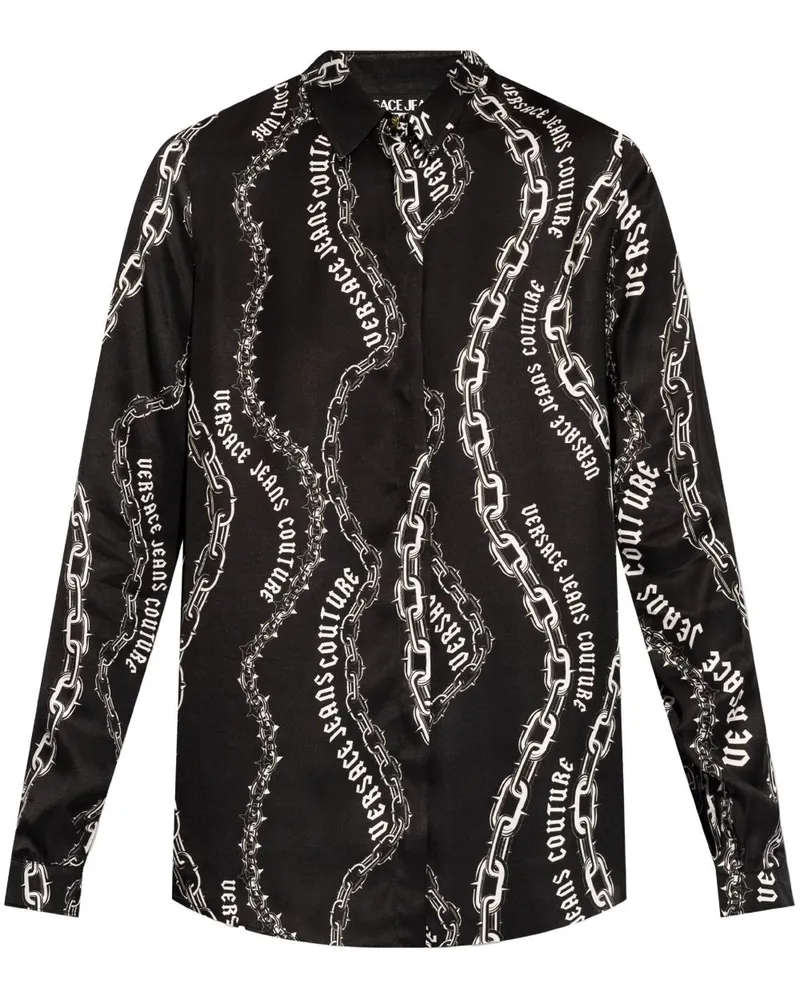 Versace Jeans Hemd mit Ketten-Print Schwarz