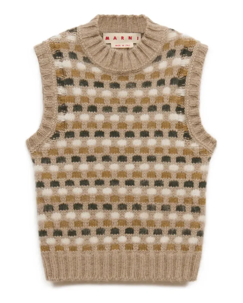 Marni white and green jacquard Shetland wool vest - Nude Nude
