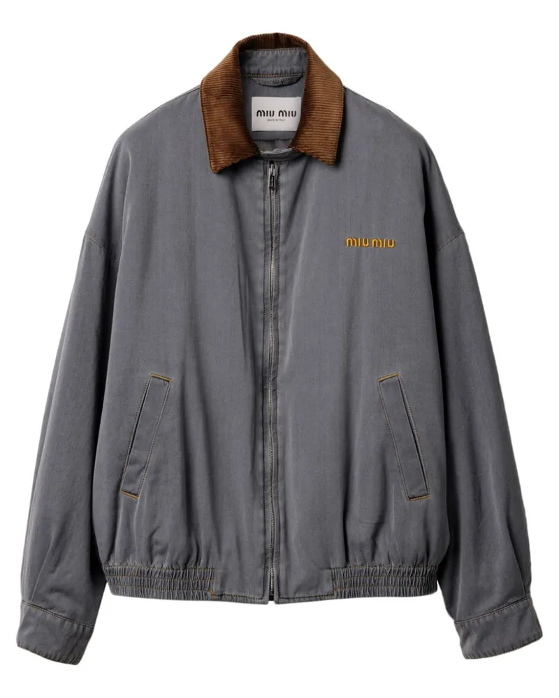 Miu Miu Bomberjacke mit Samtbesatz - Grau Grau