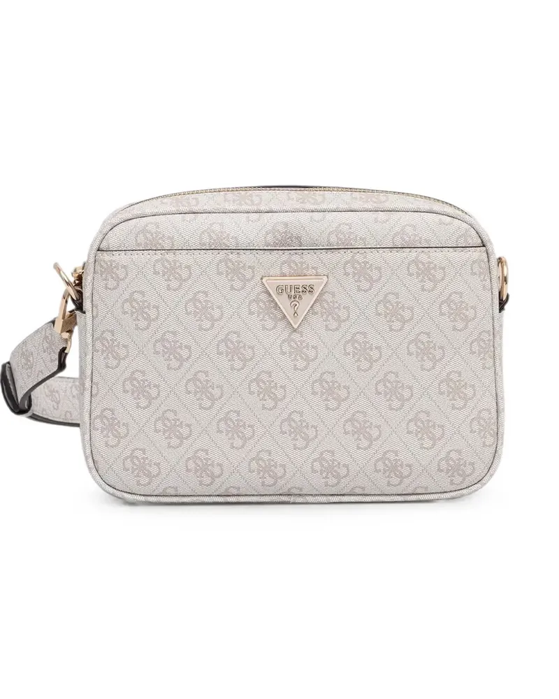 Guess monogram-print logo-plaque shoulder bag - Nude Nude