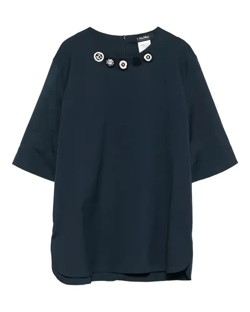 Max Mara T-Shirt mit verziertem Ausschnitt - Blau Blau