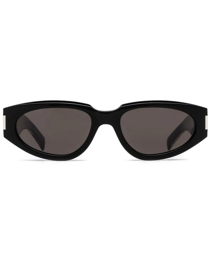 Saint Laurent Sonnenbrille mit ovalem Gestell - Schwarz Schwarz