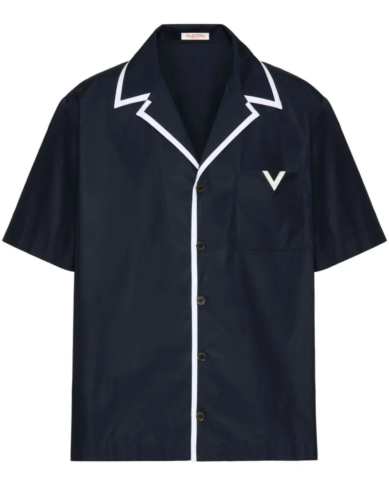 Valentino Garavani Bowlinghemd mit V-Detail - Blau Blau