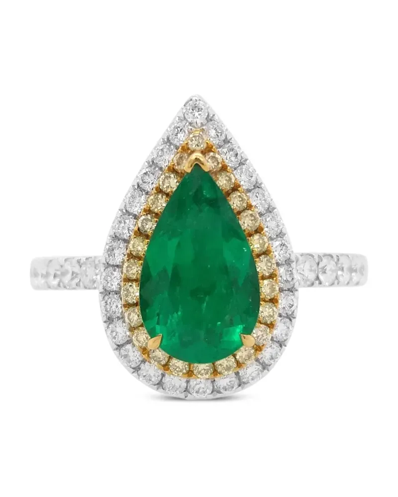 HYT Jewelry 18kt Weißgoldring mit Smaragd und Diamant - Silber Silber
