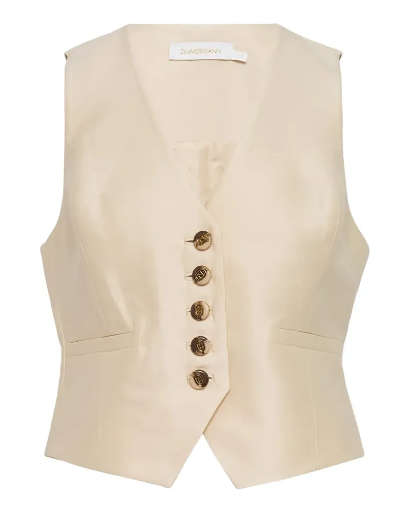 Zimmermann Luna buttoned V-neck waistcoat - Nude Nude