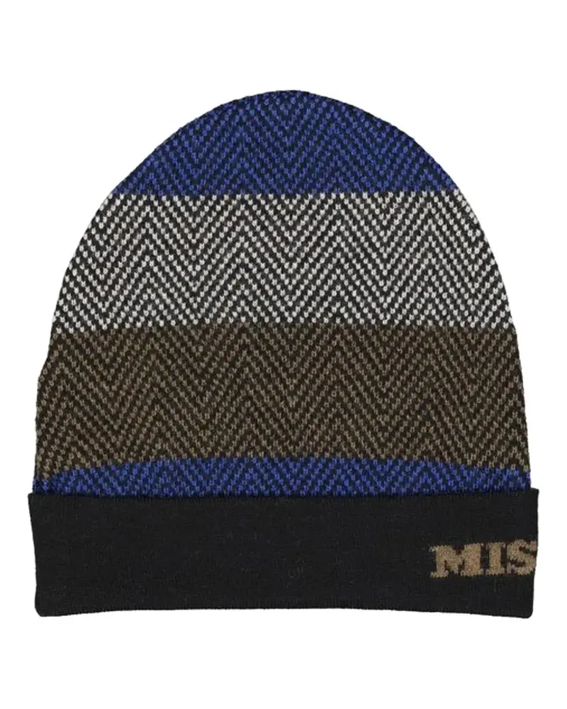 Missoni chevron-knit striped beanie hat - Blau Blau