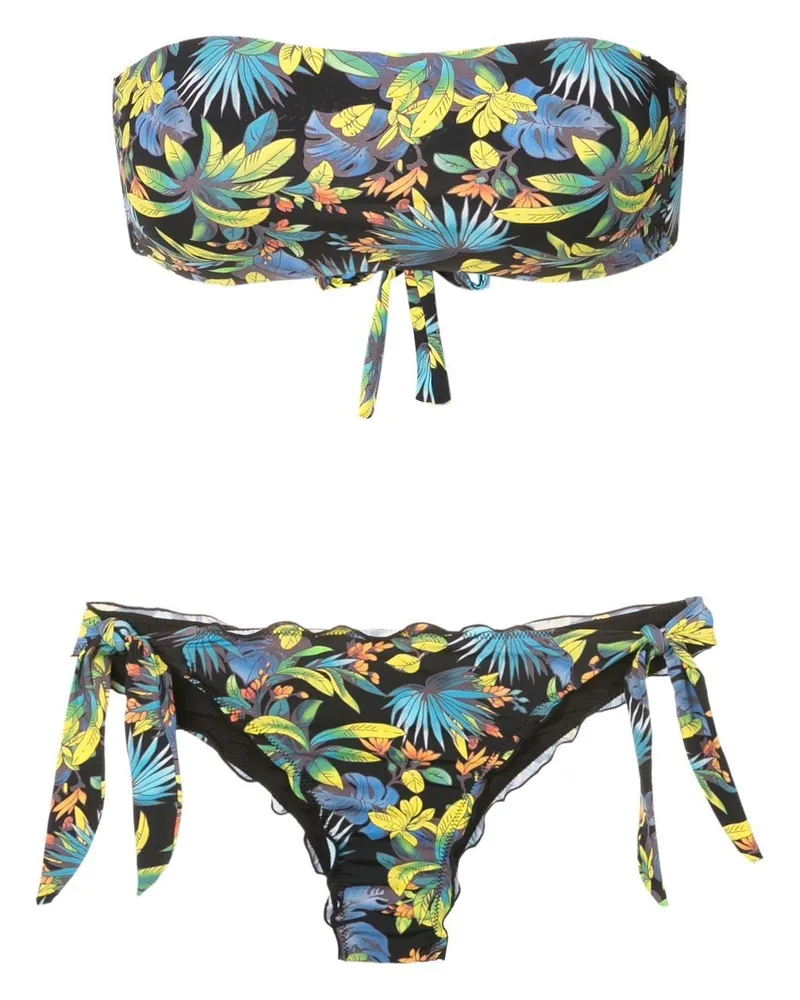 Amir Slama Bikini mit Bandeau-Top - Schwarz Schwarz