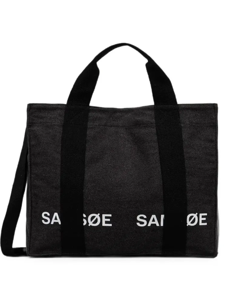 Samsøe & Samsøe Salucas Tote Bag aus Canvas mit Logo-Print - Grau Grau