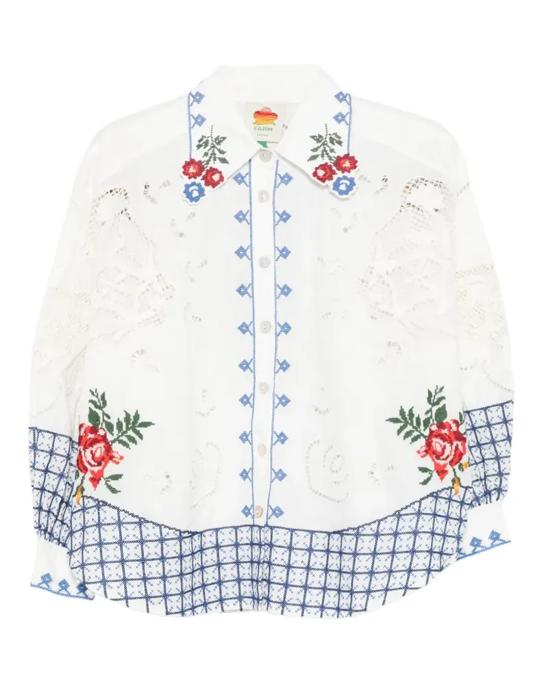 FARM Rio Richelieu embroidered broderie anglaise top - Weiß Weiß