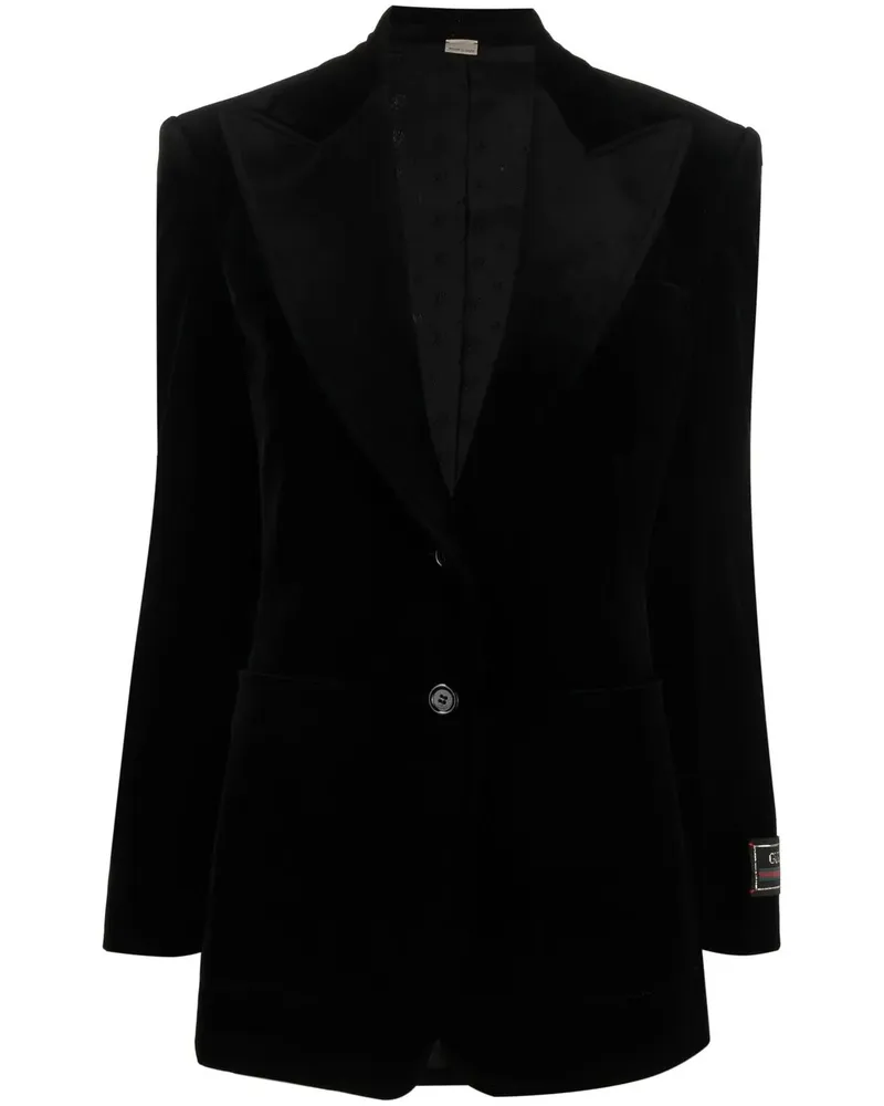 Gucci Einreihiger Samtblazer - Schwarz Schwarz