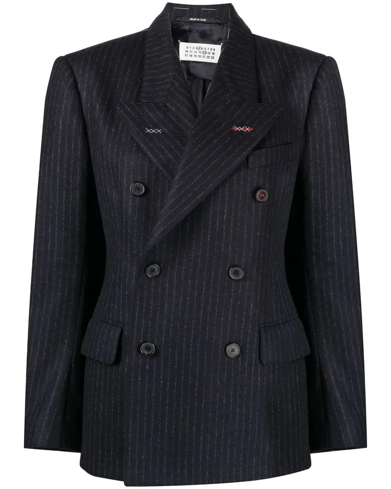 Maison Margiela Doppelreihiger Blazer mit Nadelstreifen - Blau Blau