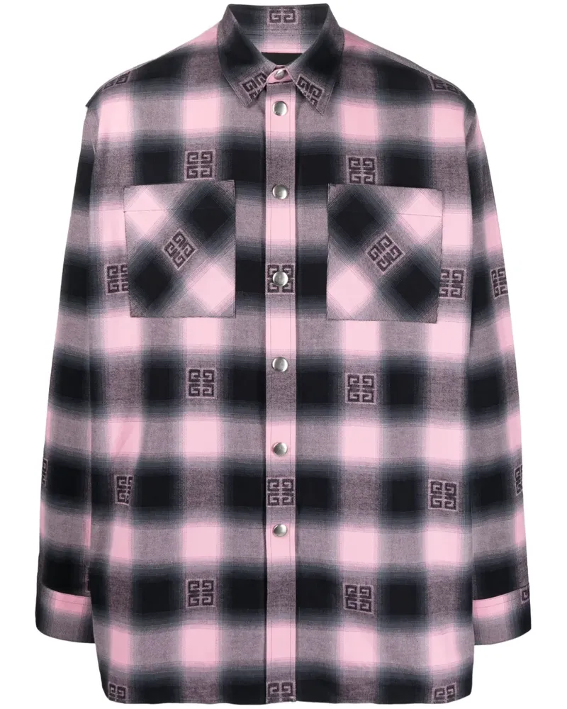 Givenchy Kariertes Flanellhemd mit Logo-Print - Rosa Rosa