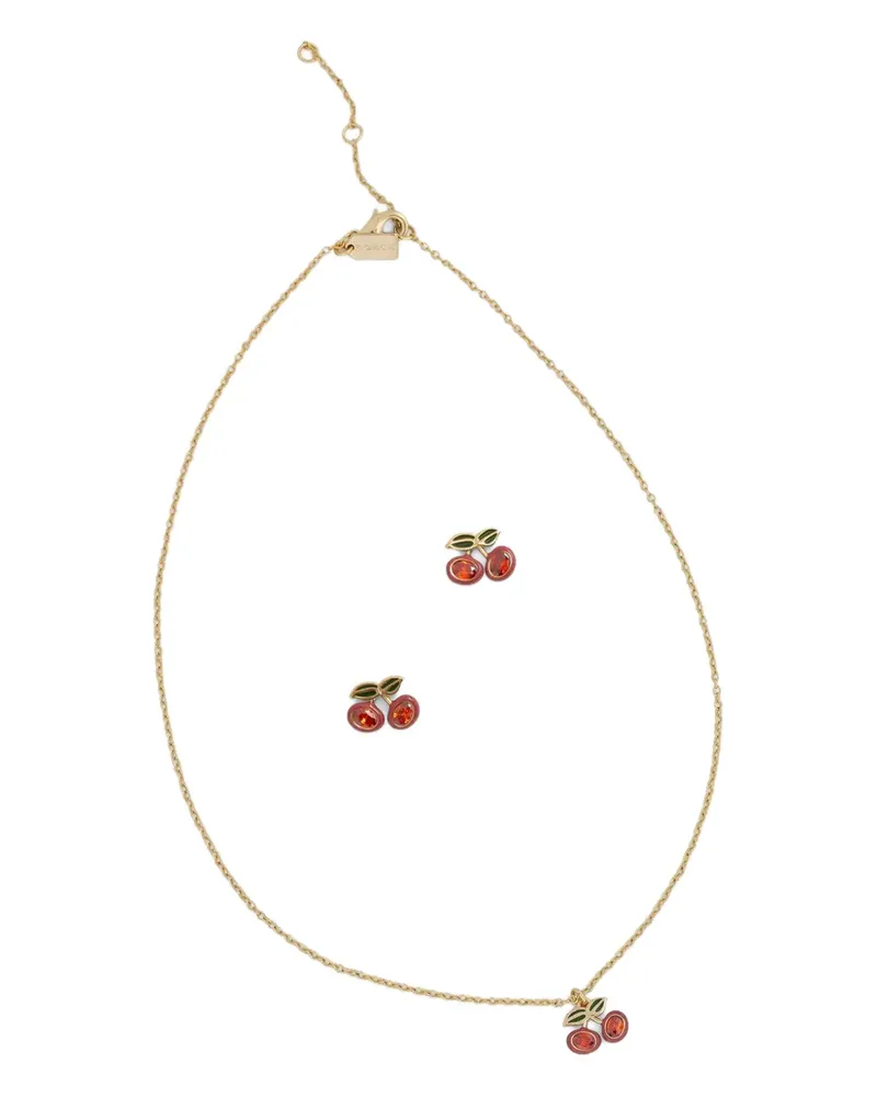 Coach cherry-pendant necklace and earrings set - Gold Gold