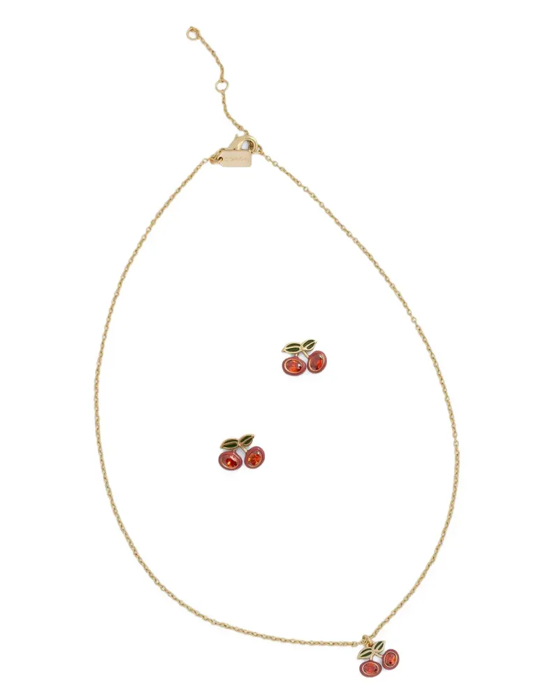 Coach Set aus Halskette und Ohrringen mit Kirschanhänger - Gold Gold
