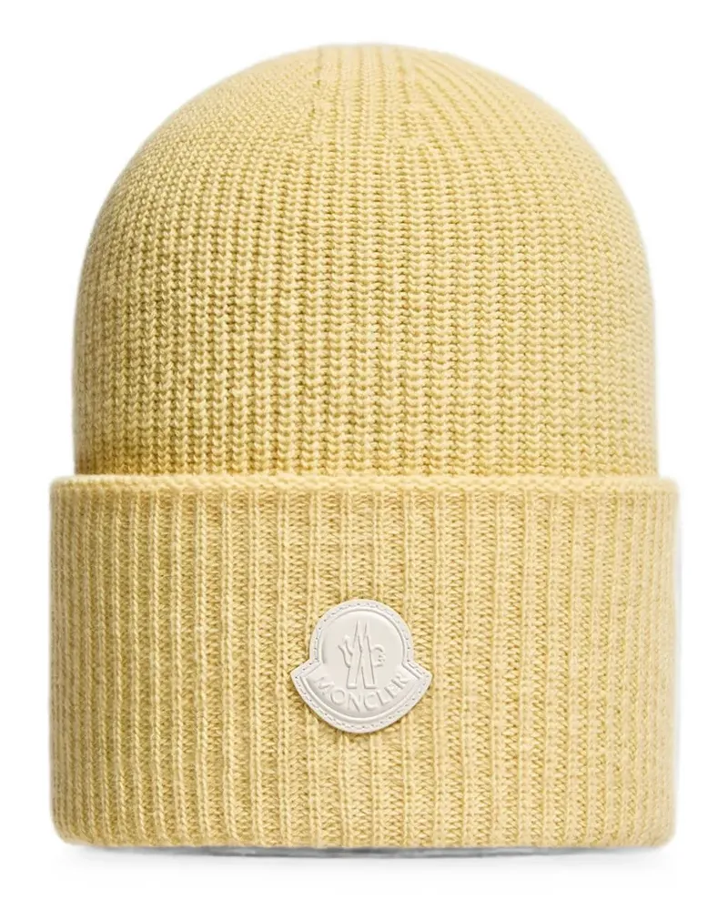 Moncler logo-patch beanie hat - Gelb Gelb