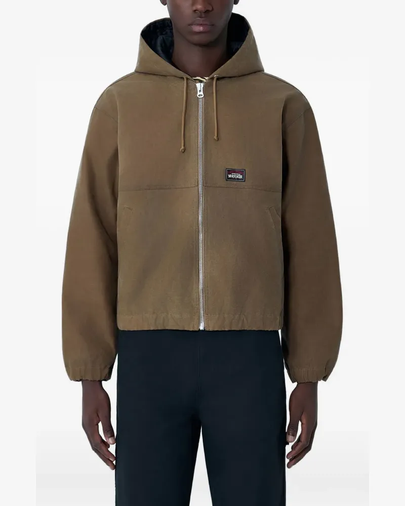 Stüssy logo-appliqué hooded jacket - Braun Braun