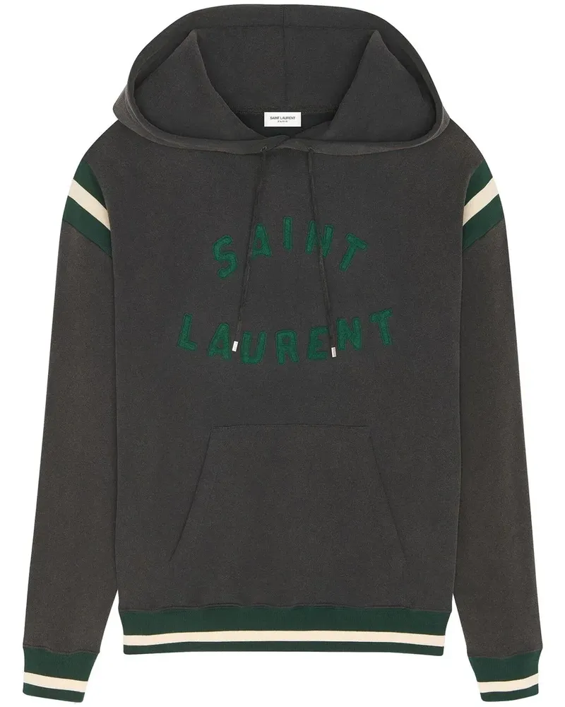 Saint Laurent Hoodie mit Logo-Patch - Schwarz Schwarz