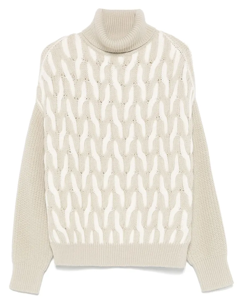 HUGO BOSS Pullover mit Zopfmuster - Braun Braun