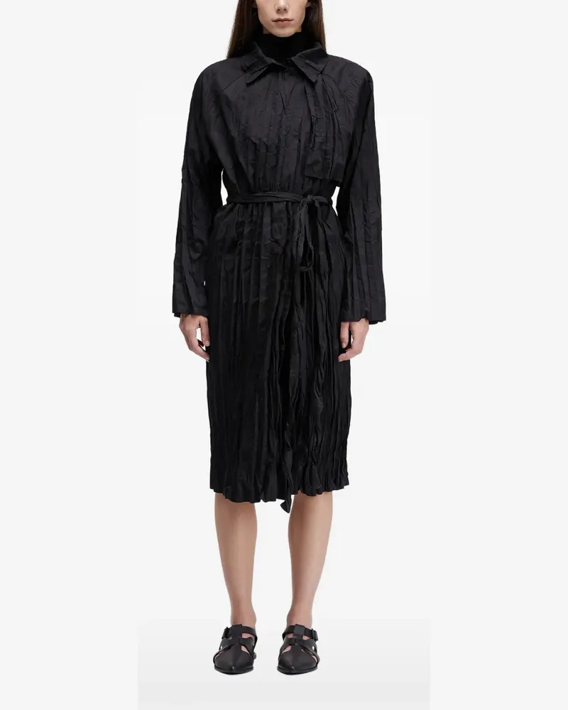 Osklen Trenchcoat in Knitteroptik mit Gürtel - Schwarz Schwarz