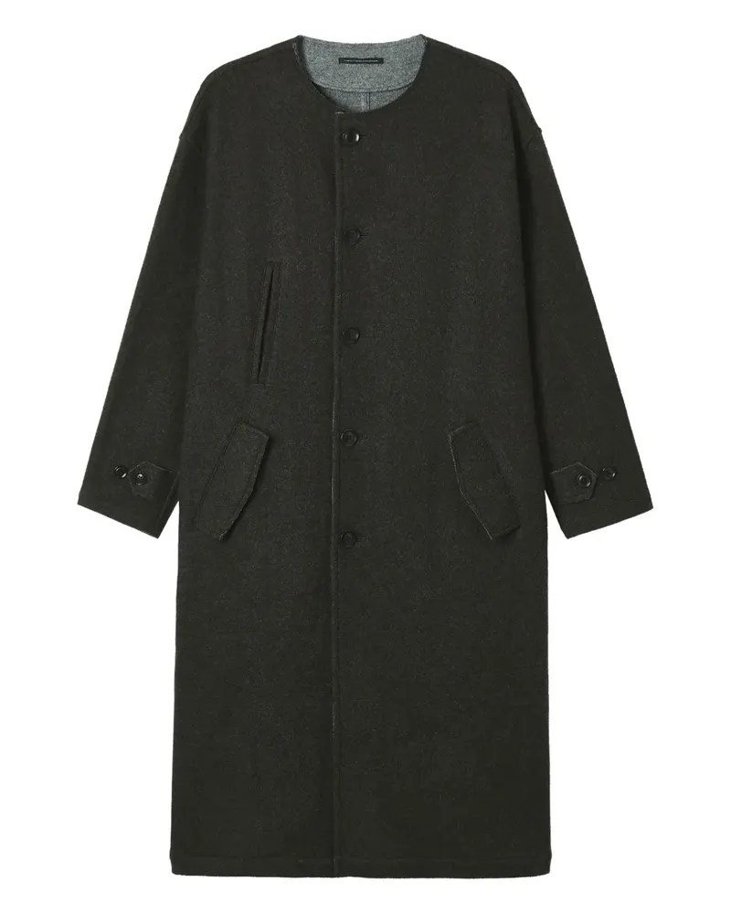 Yohji Yamamoto Einreihiger Mantel mit Klappentasche - Grün Grün