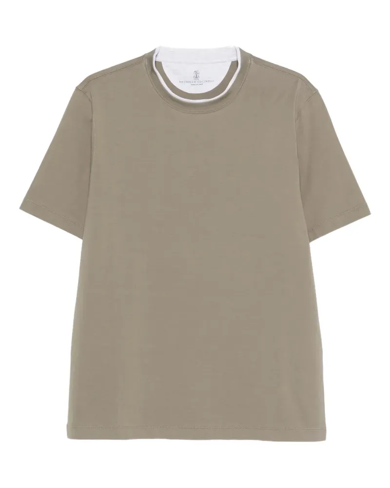 Brunello Cucinelli contrast-trim T-shirt - Grün Grün