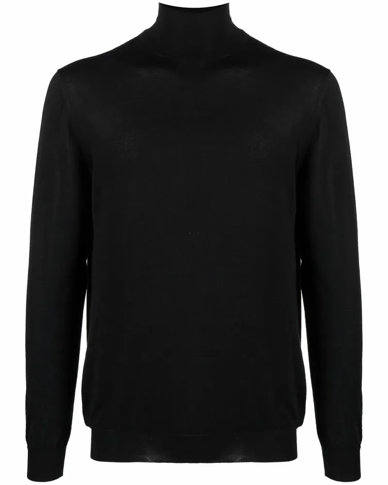 Malo Fein gestrickter Rollkragenpullover - Schwarz Schwarz