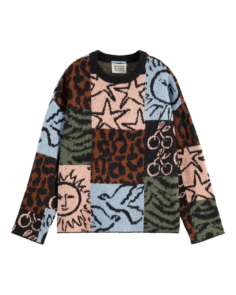 Scotch&Soda patchwork intarsia-knit sweater - Braun Braun