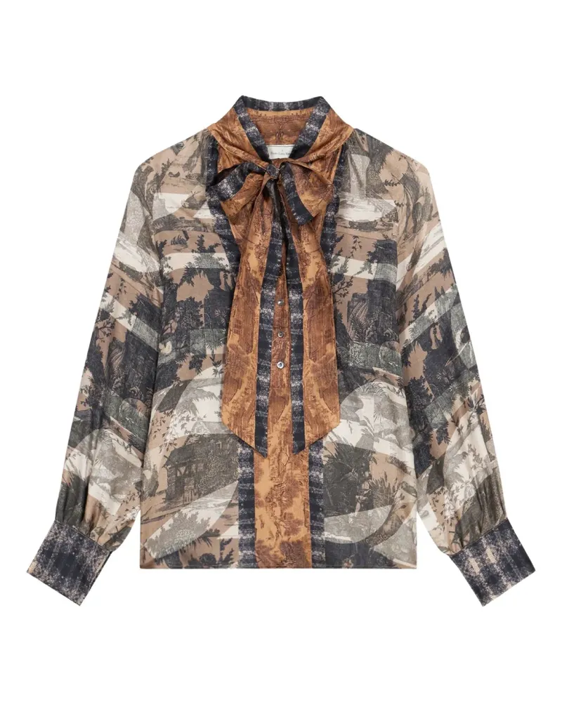 Pierre-Louis Mascia Aloe Bluse mit Landschafts-Print - Schwarz Schwarz