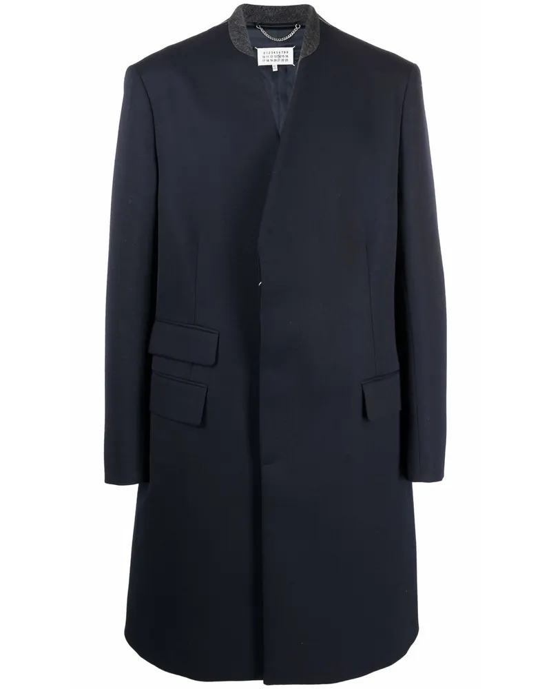 Maison Margiela Kragenloser Midimantel - Blau Blau
