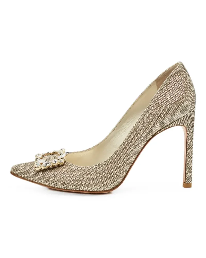 Stuart Weitzman crystal-embellished buckle pumps - Gold Gold
